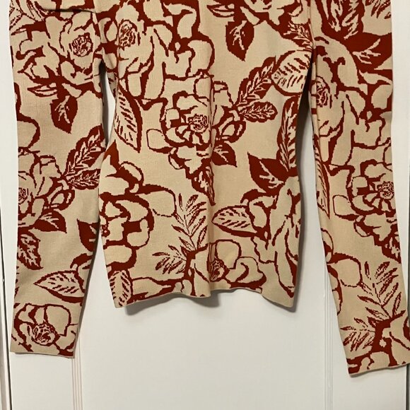 Baltic Born floral rose print mock neck puff sleeve sweater size medium retro - Picture 6 of 10